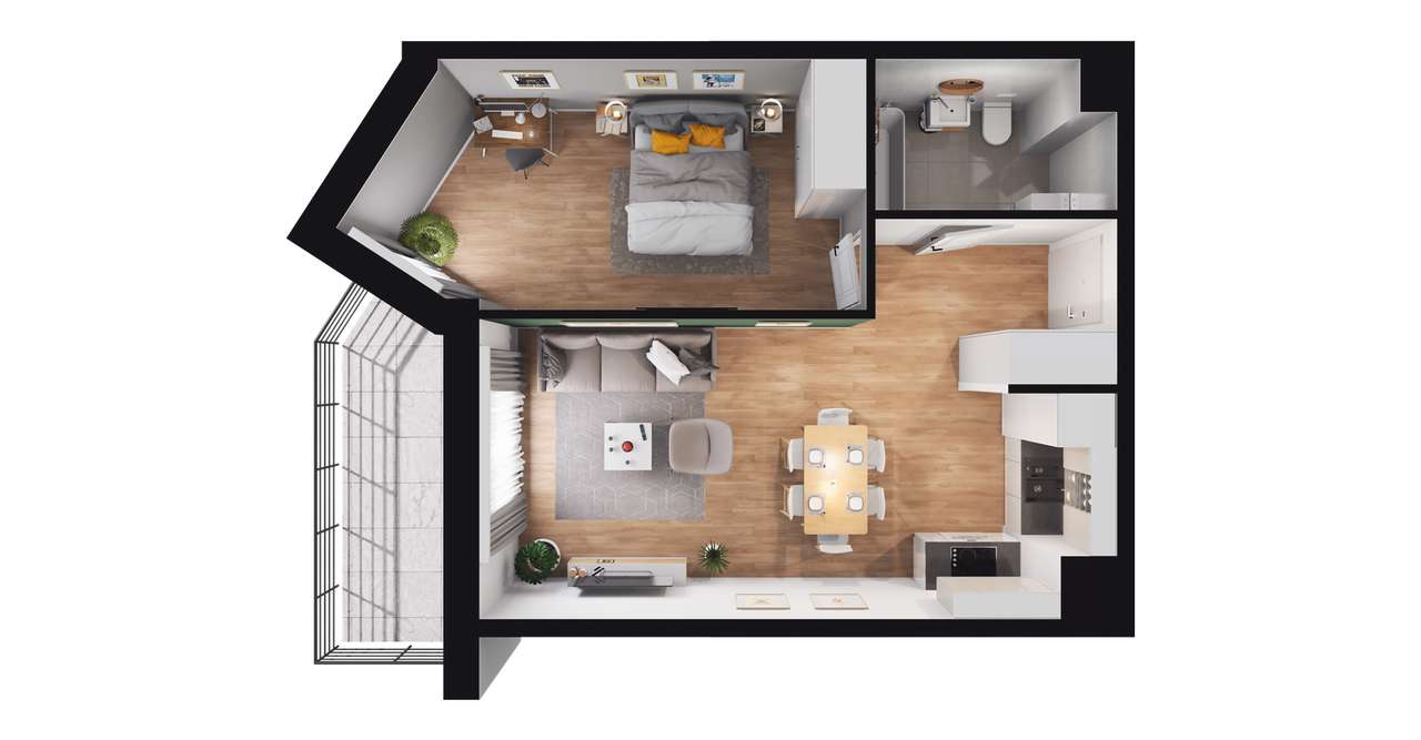 2-pokojowe mieszkanie 45m2 + balkon Bezpośrednio - Pełny obrazek: 2/23