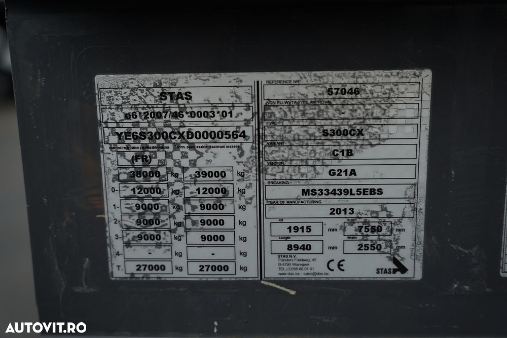 Stas / BASCULATOR - 28 m3 / ALUMINIU / AXĂ RIDICATĂ / CORTINĂ ELECTRICĂ / GREUTATE: 5.260 KG / - 25