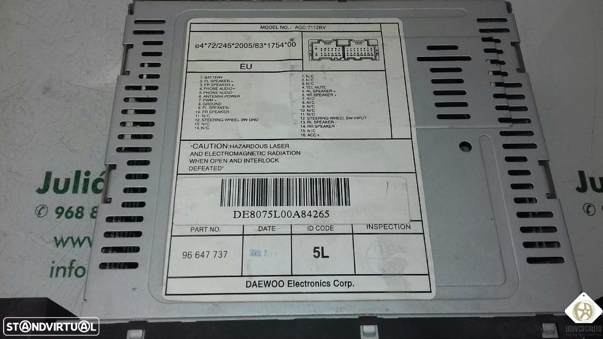 SISTEMA AUDIO / RADIO CD CHEVROLET AVEO / KALOS FASTBACK 2009 - 4