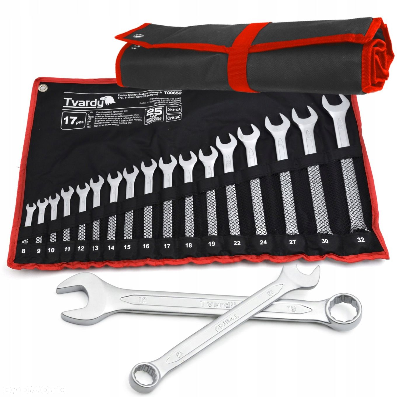 ZESTAW KLUCZY 17.EL PŁASKO-OCZKOWYCH 8-32MM KLUCZE PŁASKO-OCZKOWE T00652 - 11