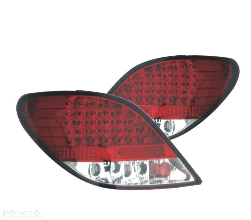 FAROLINS TRASEIROS LED PEUGEOT 207 06-12 VERMELHO CROMADO - 1