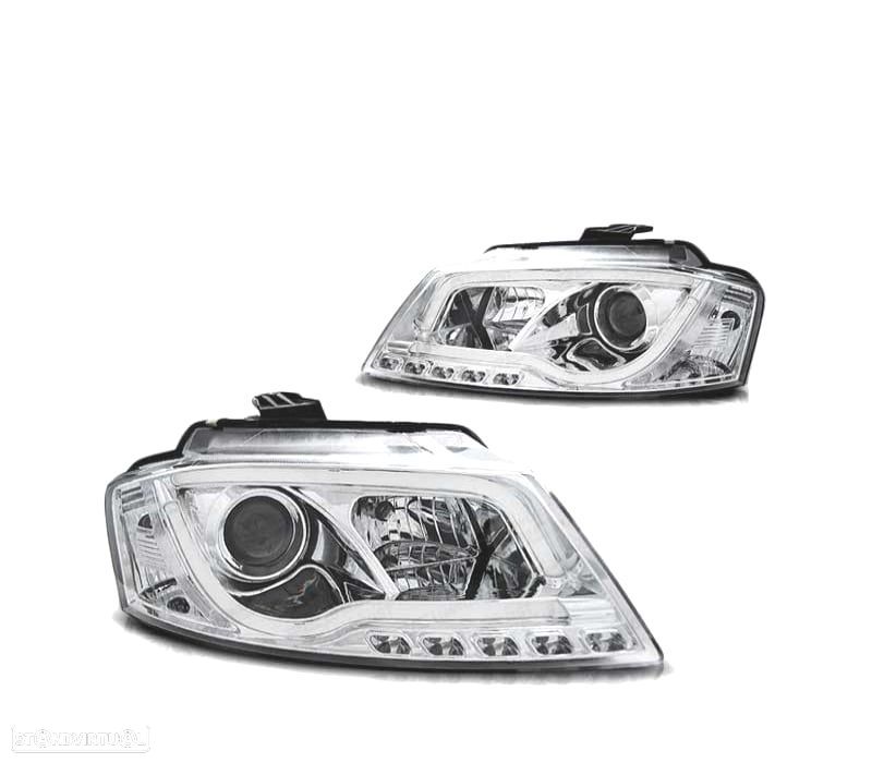 FARÓIS LED AUDI A3 8P 08-12 TRU DRL CROMADO - 2