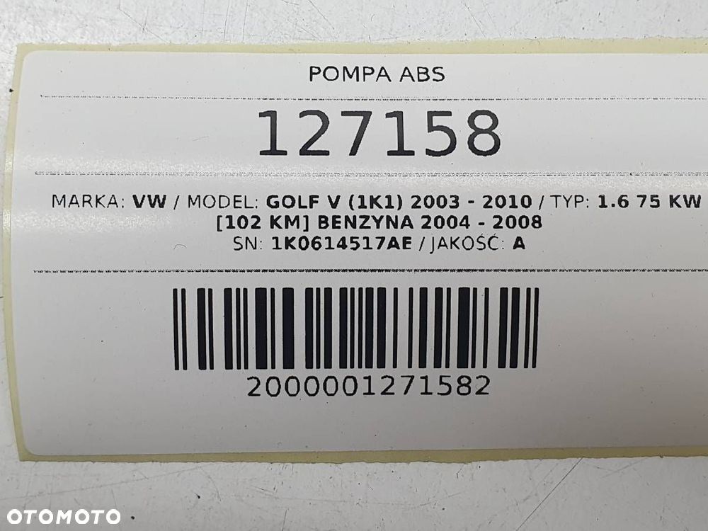 POMPA HAMULCOWA ABS VW GOLF V 1.6 B 1K0614517AE - 5