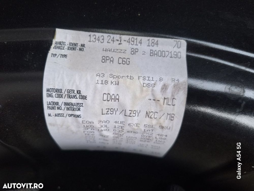 Dezmembrez Audi A3 2012 motor 1.8 tfsi CDAA  automat cod culoare LZ9Y - 8