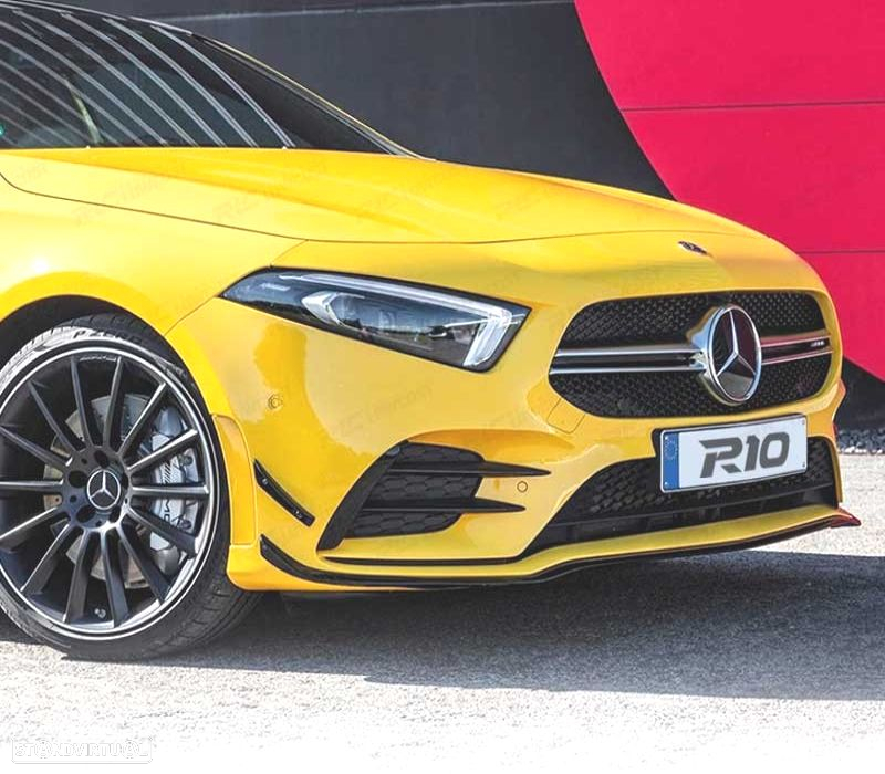 SPOILER LIP FRONTAL + SPLITTERS MERCEDES CLASE A W177 18- LOOK AMG PRETO BRILHANTE - 3