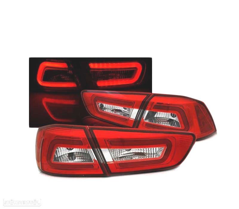 FAROLINS TRASEIROS LED MITSUBISHI LANCER 8 SEDAN 08-11 RED CRYSTAL VERMELHO CRISTAL - 1