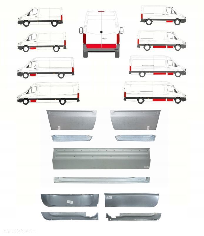 Reperaturki drzwi + korytka MB Sprinter 906 / VW Crafter 06 - 18 Zestaw ! - 1