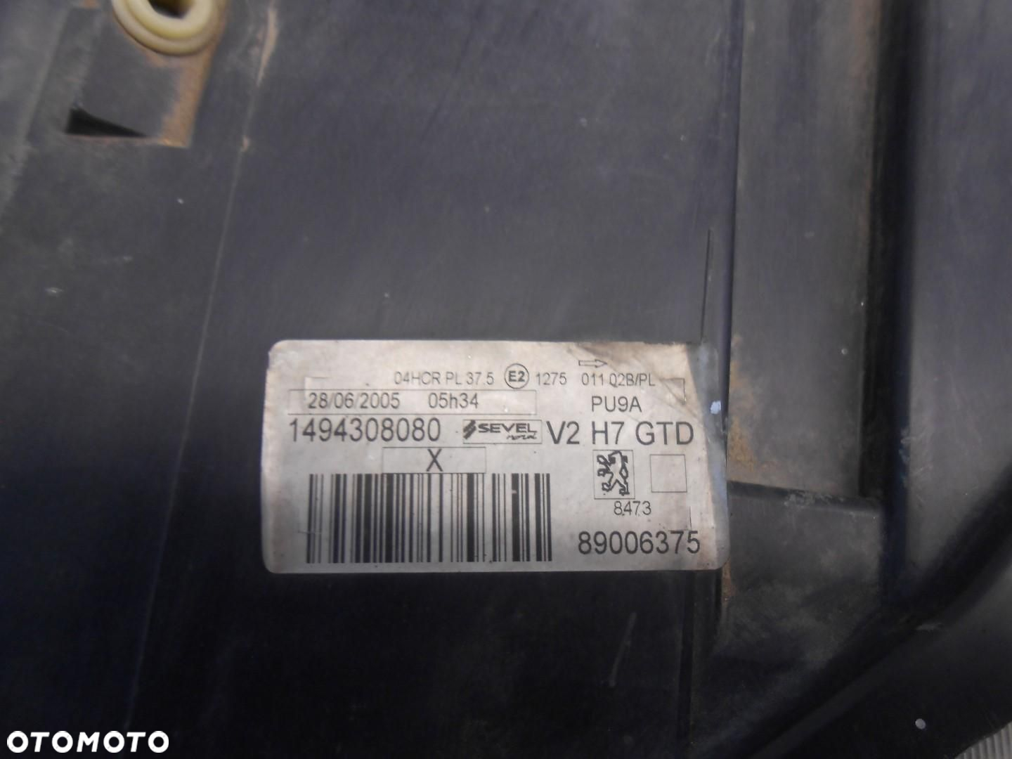 LAMPA LEWA PRZEDNIA PRZÓD PEUGEOT 807 1494308080 89006375 # - 4