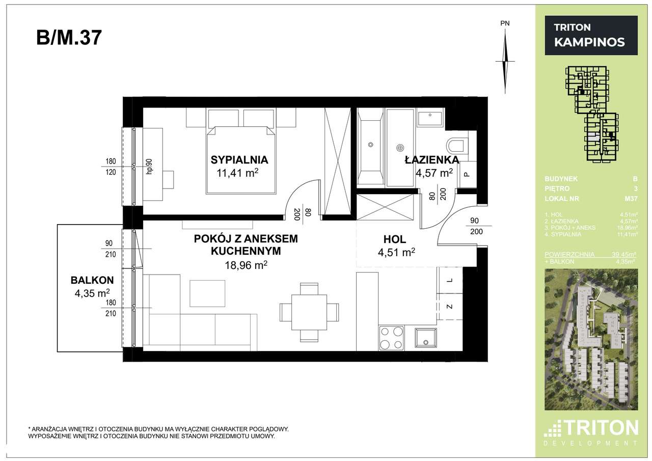 2-pokojowe mieszkanie 41m2 + balkon Bezpośrednio - Pełny obrazek: 2/7
