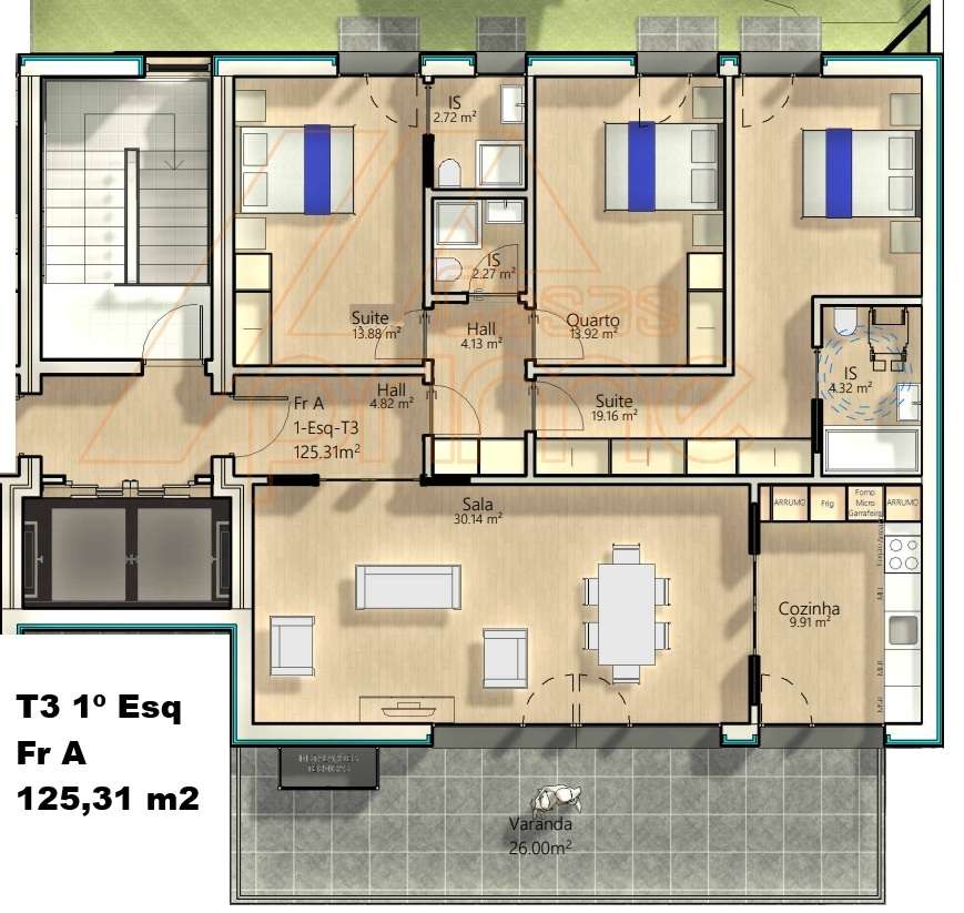 Apartamento T3 - São Martinho do Bispo - Coimbra/Venda - Grande imagem: 4/6