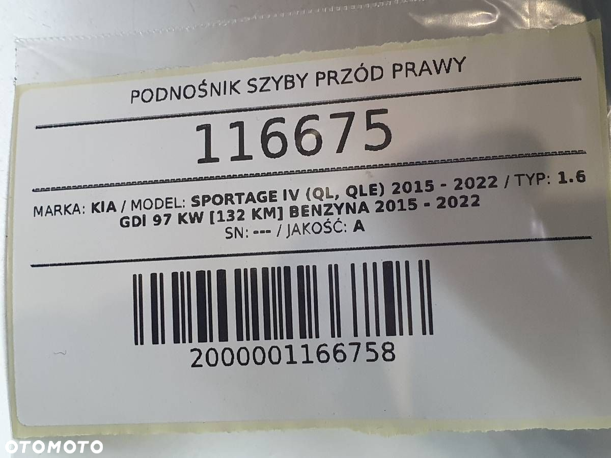 PODNOŚNIK SZYBY PRZÓD PRAWY SILNICZEK KIA SPORTAGE IV 82460-F1000 - 8