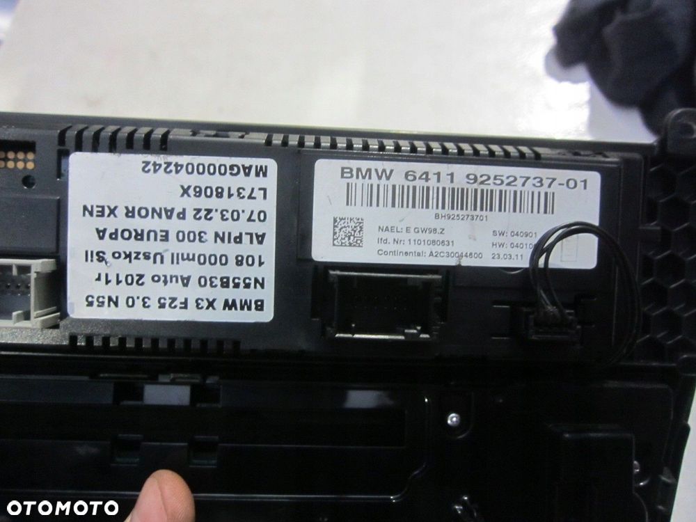 BMW F25 X3 PANEL KLIMATYZACJI STEROWANIA 9287629 - 2
