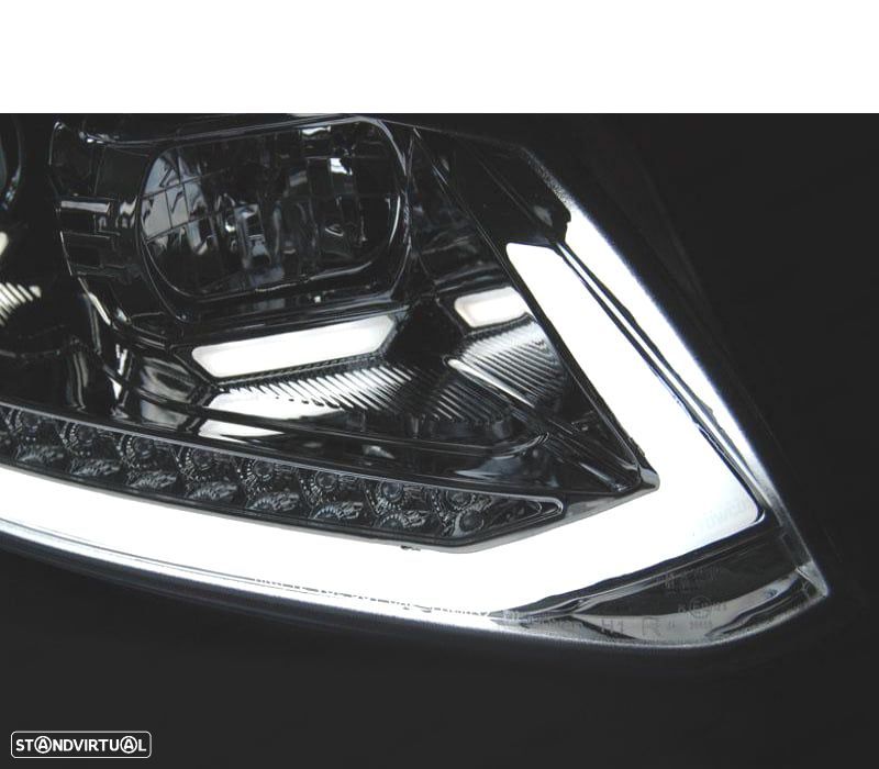 CONJUNTO DE FARÓIS VW TOURAN II 10-15 TRU DRL COM INDICADORES LEDS DINÂMICOS PRETO - 3