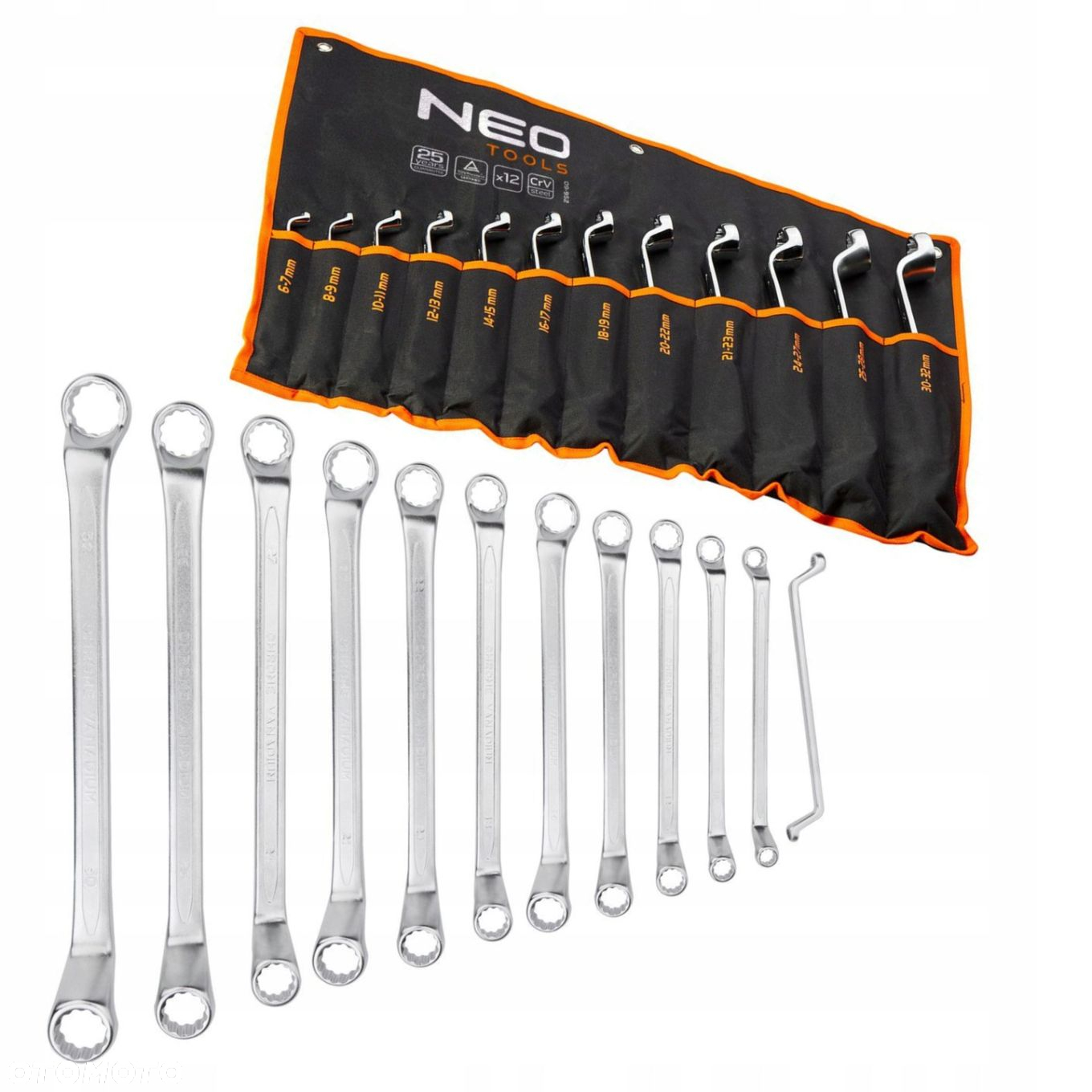 NEO ZESTAW KLUCZE OCZKOWE ODGIĘTE 6-32MM 12szt PŁACHTA 09-952 GIĘTE WYGIĘTE - 9