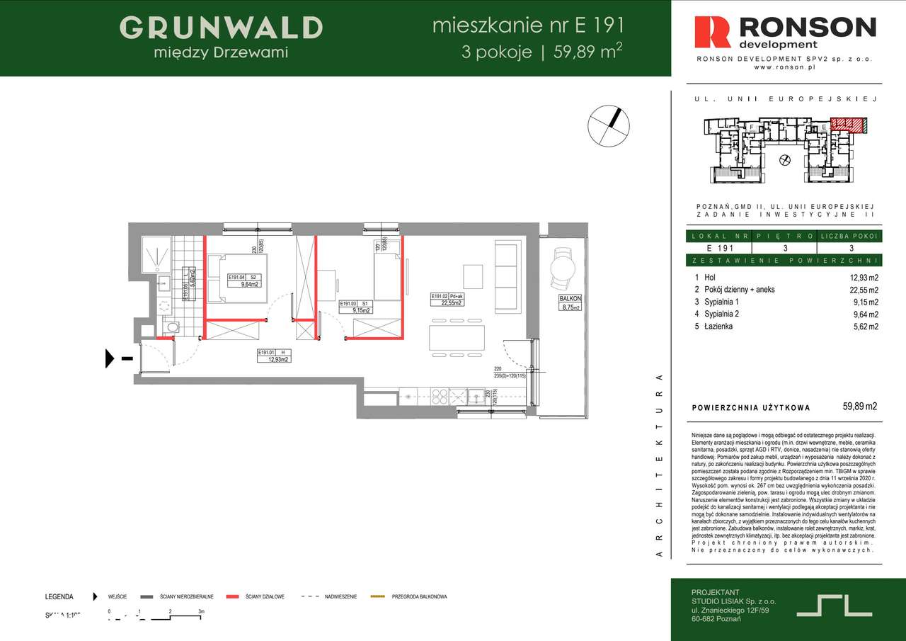 3-pokojowe mieszkanie 59m2 + balkon Bez Prowizji - Pełny obrazek: 2/11