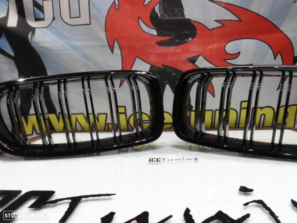 Grelha frontal em plástico ABS para BMW F30 / F31 11-18 M4 look / dupla lâmina em preto piano brilhante - 9