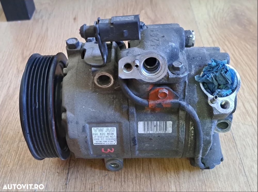 Compresor clima ac aer conditionat climatronic Volkswagen Vw Polo 1.2i Skoda Fabia 2000-2007 1.2i AZQ BME Seat Ibiza 1.2 fsi 1.4 fsi 1.9 tdi Seat Cordoba 1.4i audi A2 cod: 6Q0820803K , 447180-7295 , 6SEU14C ( 6 pk ) - 1
