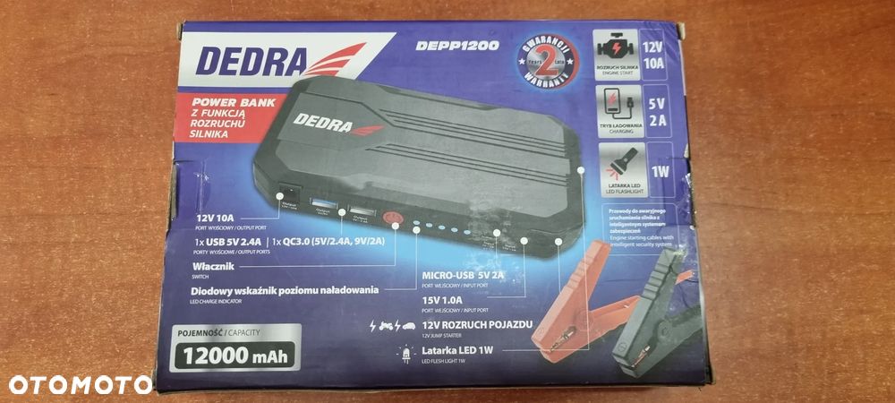 Powerbank z funkcj rozruchu silnika 12000mAh DEDRA DEPP1200 - 8