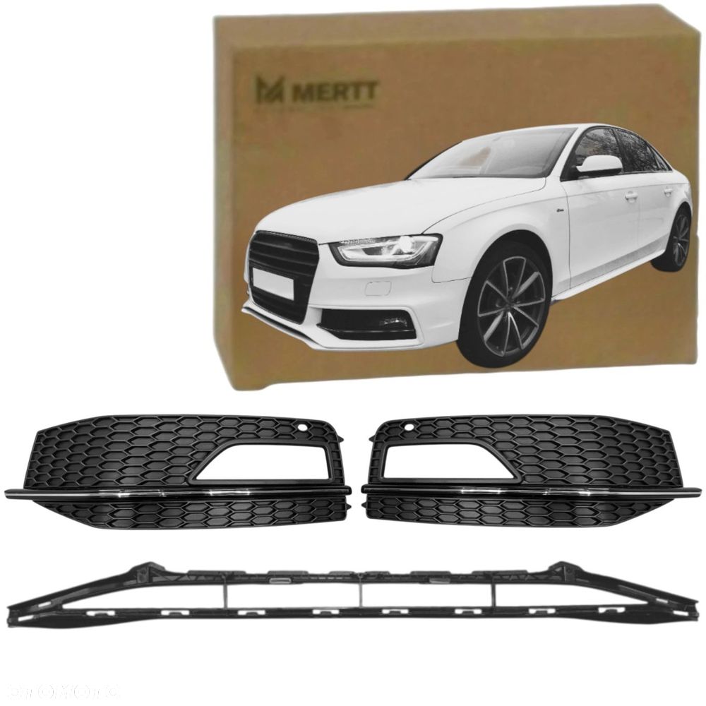 KPL x2 KRATKA ZDERZAKA PRAWA + LEWA atrapa halogenu Audi A4 B8 11-15 S-Line - 1