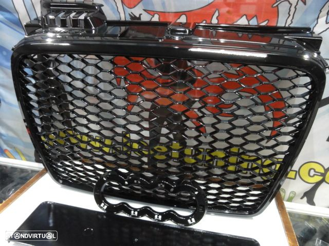 Grelha frontal Audi A4 B7 04-08 RS LOOK preto brilhante com espaço para símbolo - 7