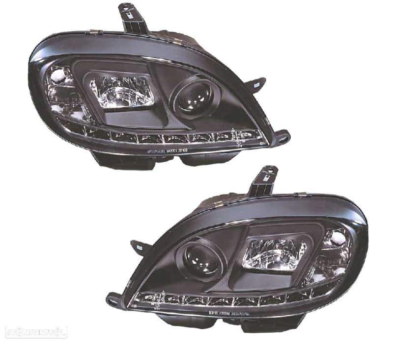 FARÓIS CITROEN SAXO 99-04 LUZ DIURNA LED FUNDO NEGRO - 1