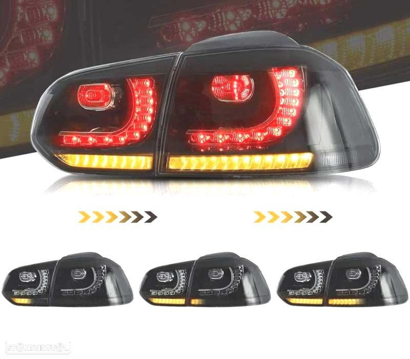 FAROLINS VOLKSWAGEN VW GOLF 6 08-12 FULL LED DINÂMICOS FUMADOS LOOK R20 - 2