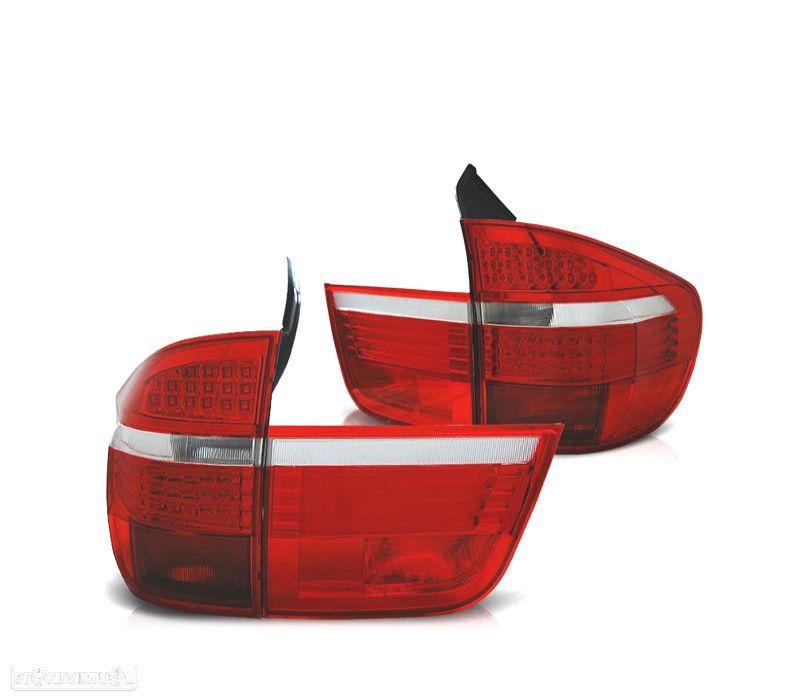 FAROLINS TRASEIROS LED PARA BMW X5 E70 07-10 VERMELHO BRANCO - 1