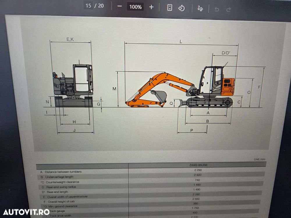 Hitachi ZX85, 2022, 2.491h, 8,6t, CUPLA RAPIDA HIDRAULICA+3 CUPE NOI, LAMA NIVELARE, ad sapare 5m, inst picon, instalatia rotire atasament, senile cauciuc, AC, Camera spate, ridica 4,5t, latime 2,2m, CA NOU, posibilitate leasing 4 ani-PROMOTIE 62.900 EUR+Tva - 27