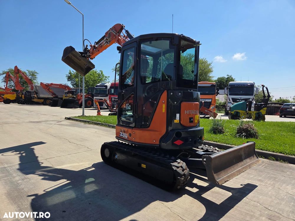 Hitachi ZX33U-6, 3,7 tone, 2023, 342ore, CUPLA RAPIDA HIDRAULICA+2 cupe SAPARE+CUPA TALUZ INCLINABILA, 2 circuite hidr pe brate, aer conditionat, LAMA NIVELARE, adanc sapare 3,5m, latime 1,55m, ridica 2,8t, posibil leasing 4 ani-PROMOTIE 41.900  EUR+Tva - 1