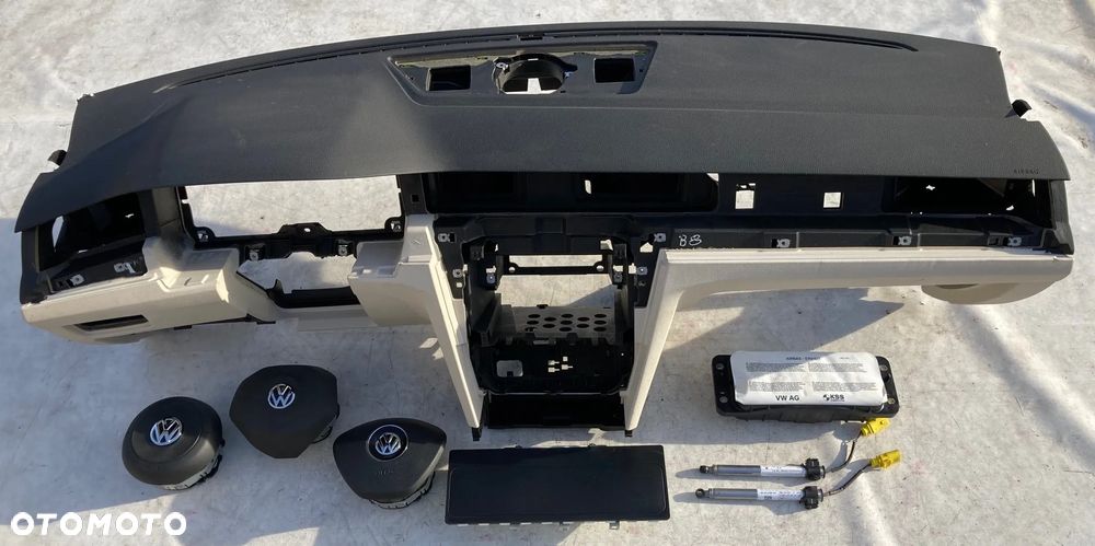 VW PASSAT B8 3G DESKA KONSOLA KOKPIT PULPIT PÓŁKA PARAPET  PODUSZKI POWIETRZNE KIEROWCY PASAŻERA KOLANOWA KOLAN AIRBAG SRS AIR BAG PASY PAS Oryginał NOWY KOMPLET NEW NEU NEV Okazja !!! - 3