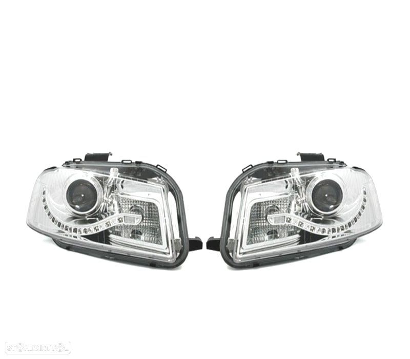 FARÓIS AUDI A3 8P 03-08 LUZ LED DIURNA FUNDO CROMADO - 2