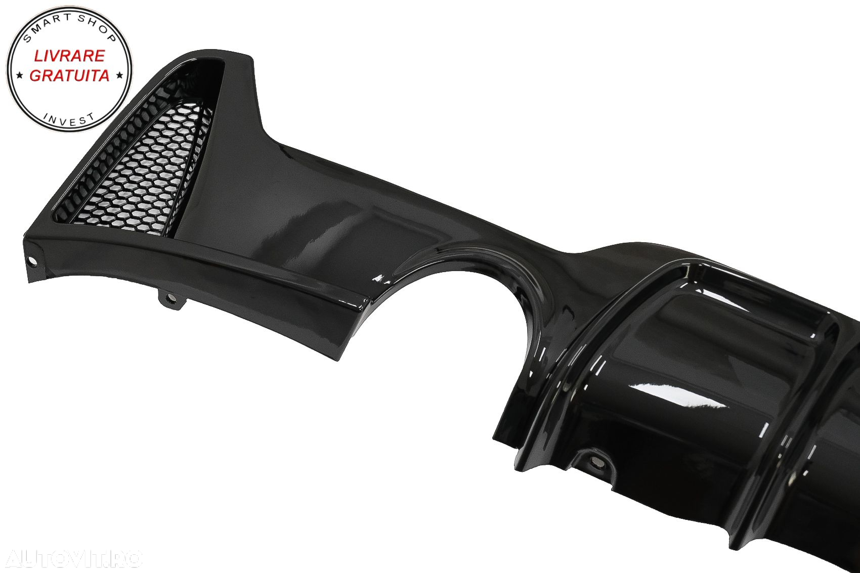 Difuzor Bara Spate Cu Evacuare Dubla BMW Seria 4 F32 F33 F36 (2013-2019) Negru Luc- livrare gratuita - 5