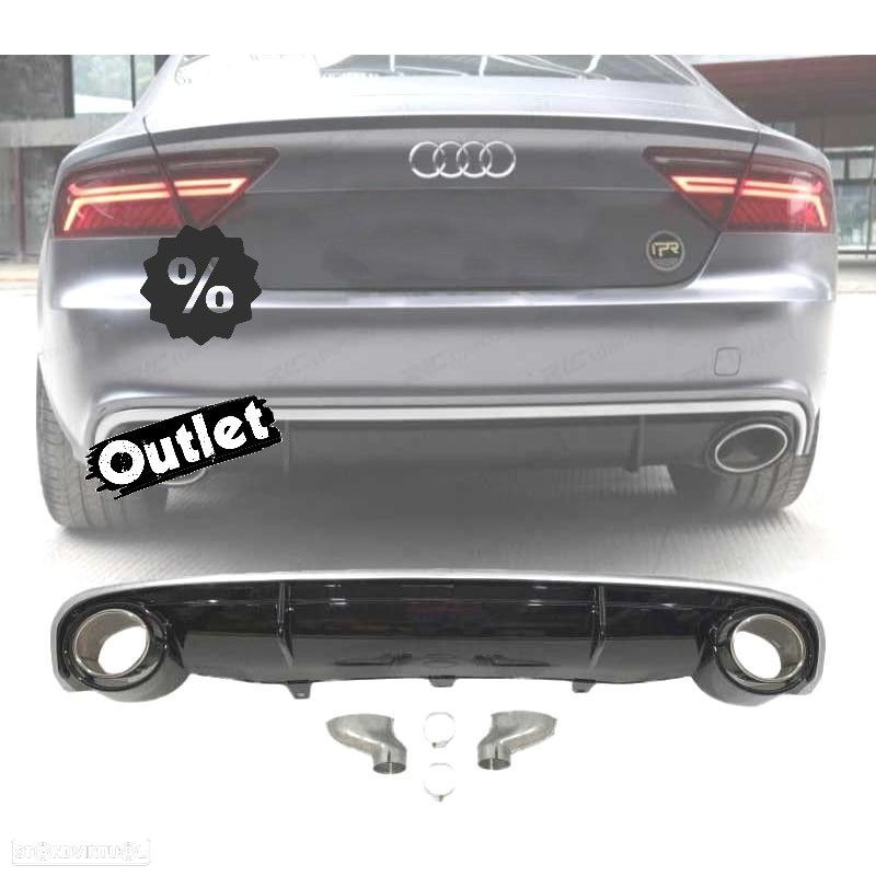 C011459C1 DIFUSOR TRASEIRO AUDI A7 15-18 LOOK RS7 PRETO BRILHANTE - 1