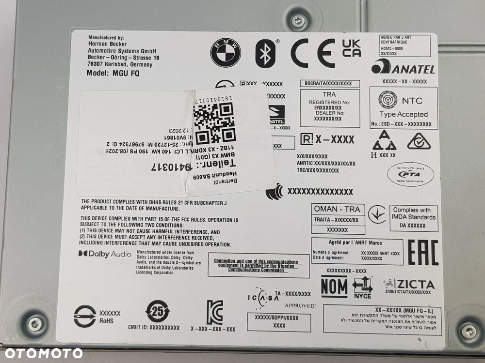 Wzmacniacz Moduł Audio GPS BMW X3 G01 X4 G02 5B3F814 - 8