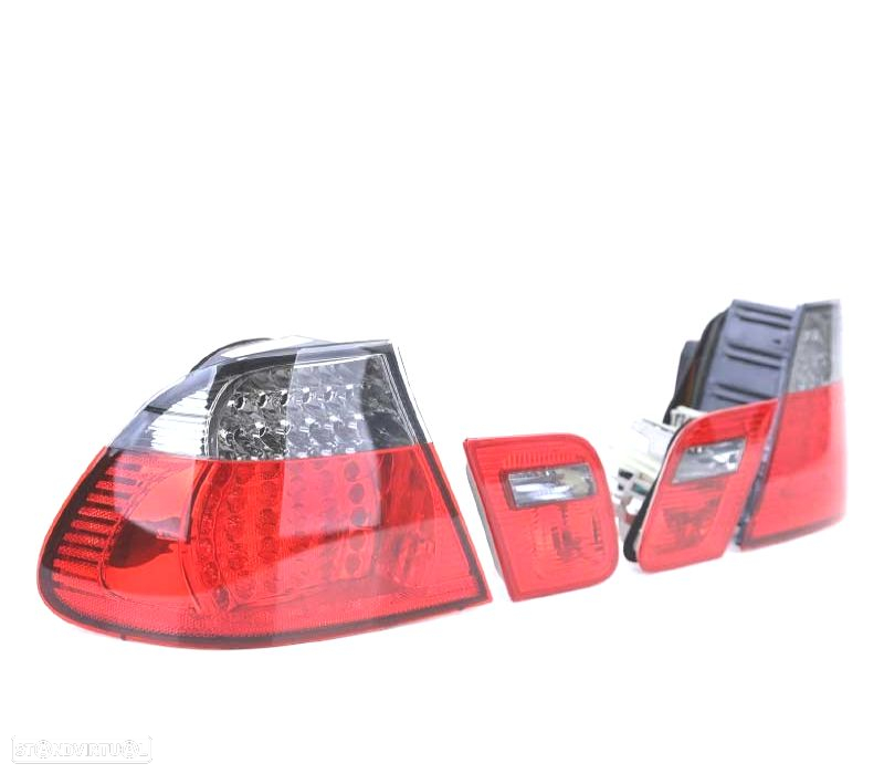 FAROLINS TRASEIROS LED BMW E46 99-03 VERMELHO ESCURECIDO - 5
