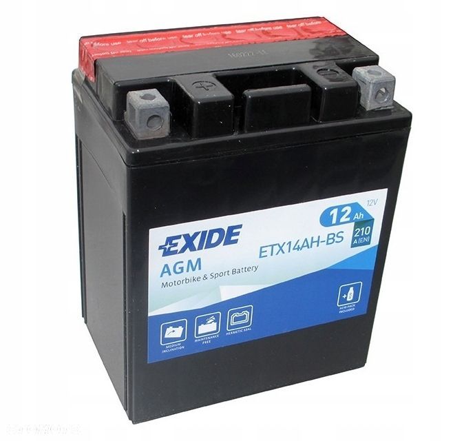 Akumulator Exide Moto AGM 12V 12Ah ETX14AH-BS L - 1