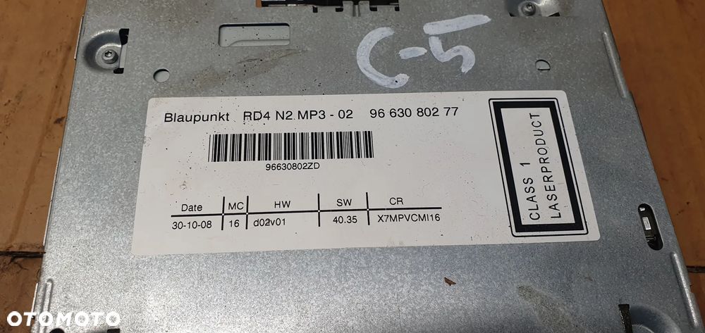 Radio radioodtwarzacz oryginał Citroen C5 III 9663080277 - 6