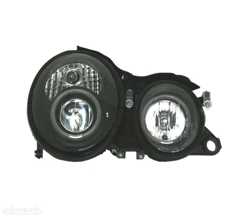 FARÓIS FRONTAIS ANGEL EYES MERCEDES CLK W208. FUNDO PRETO - 1