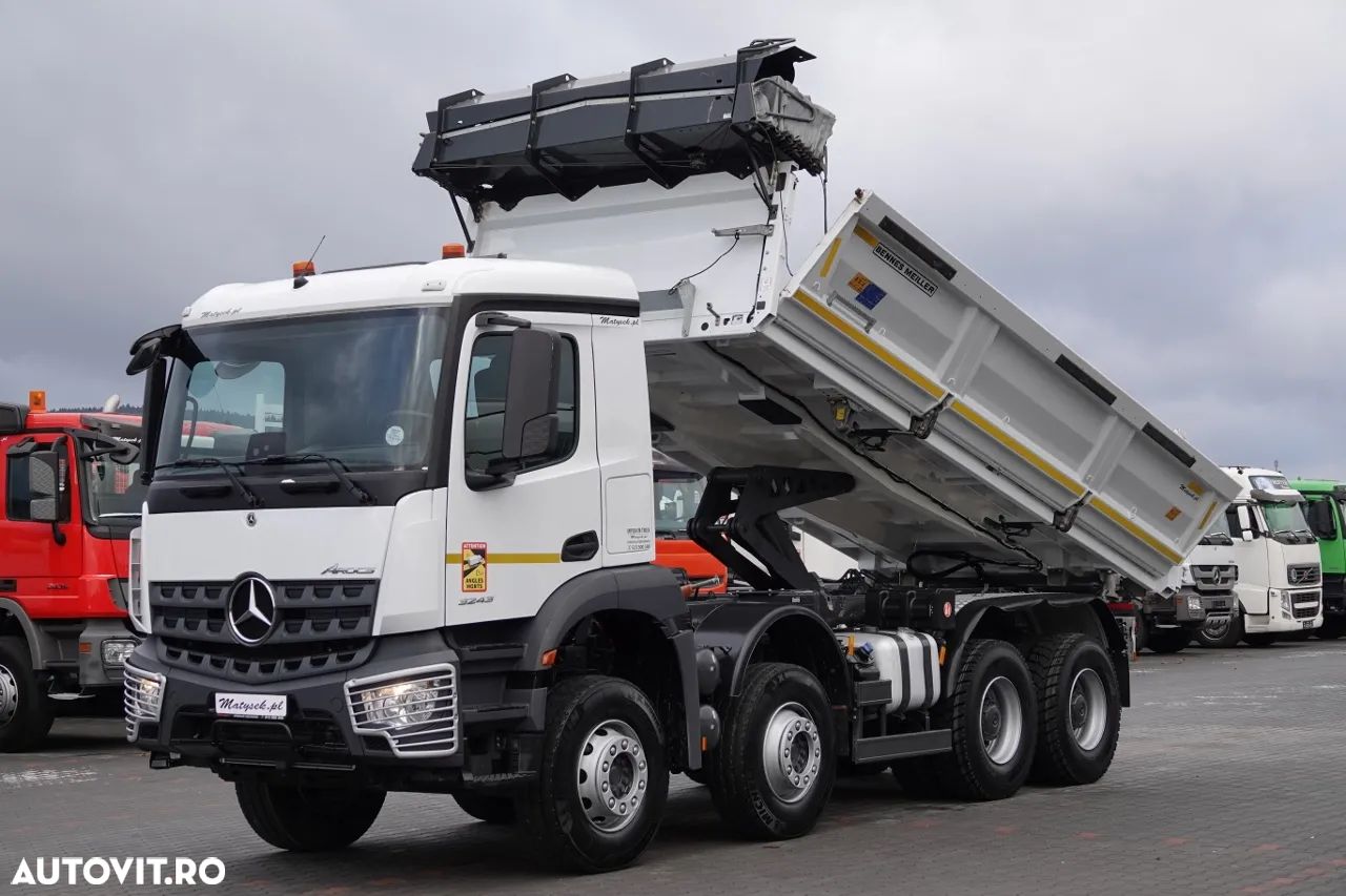 Mercedes-Benz AROCS 3243 / 8x4 / CAMION BASCULANTE + HYDROBOARD / BORDMATIC / MEILLER KIPPER / EURO 6 / ANVELOPE 100% / 50.000 km. - 1