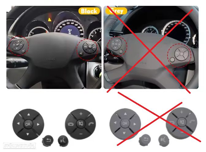 Jogo teclas botões volante Mercedes W204 C204 W207 W212  NOVO - 1