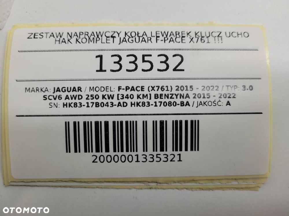 ZESTAW NAPRAWCZY KOŁA LEWAREK KLUCZ UCHO HAK KOMPLET JAGUAR F-PACE X761 - 11