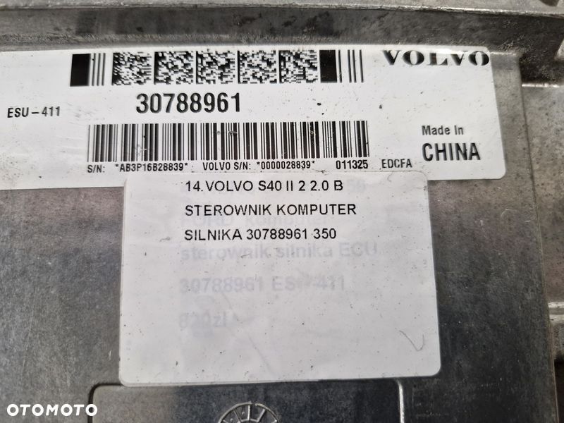 VOLVO S40 II 2 2.0 B STEROWNIK KOMPUTER SILNIKA 30788961 - 4
