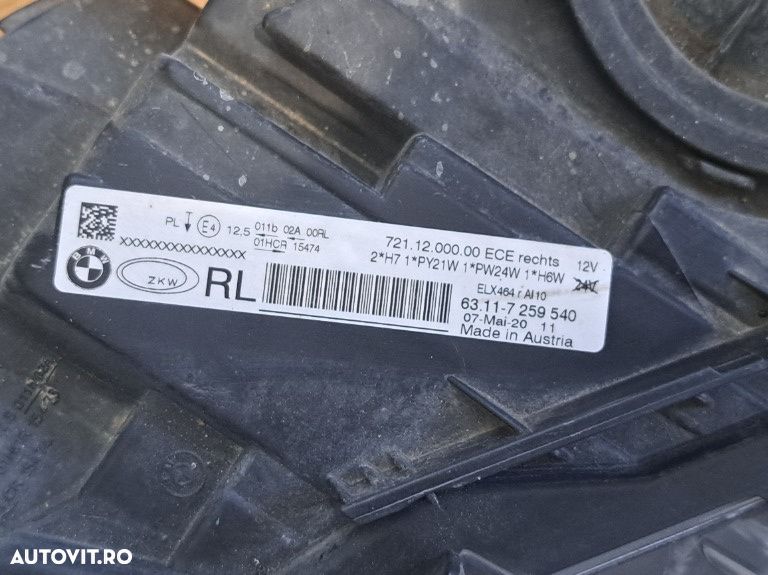 Far Dreapta BMW Seria 3 F30 F31 – Original BMW (ZKW) – Halogen – 63117259540 - 3