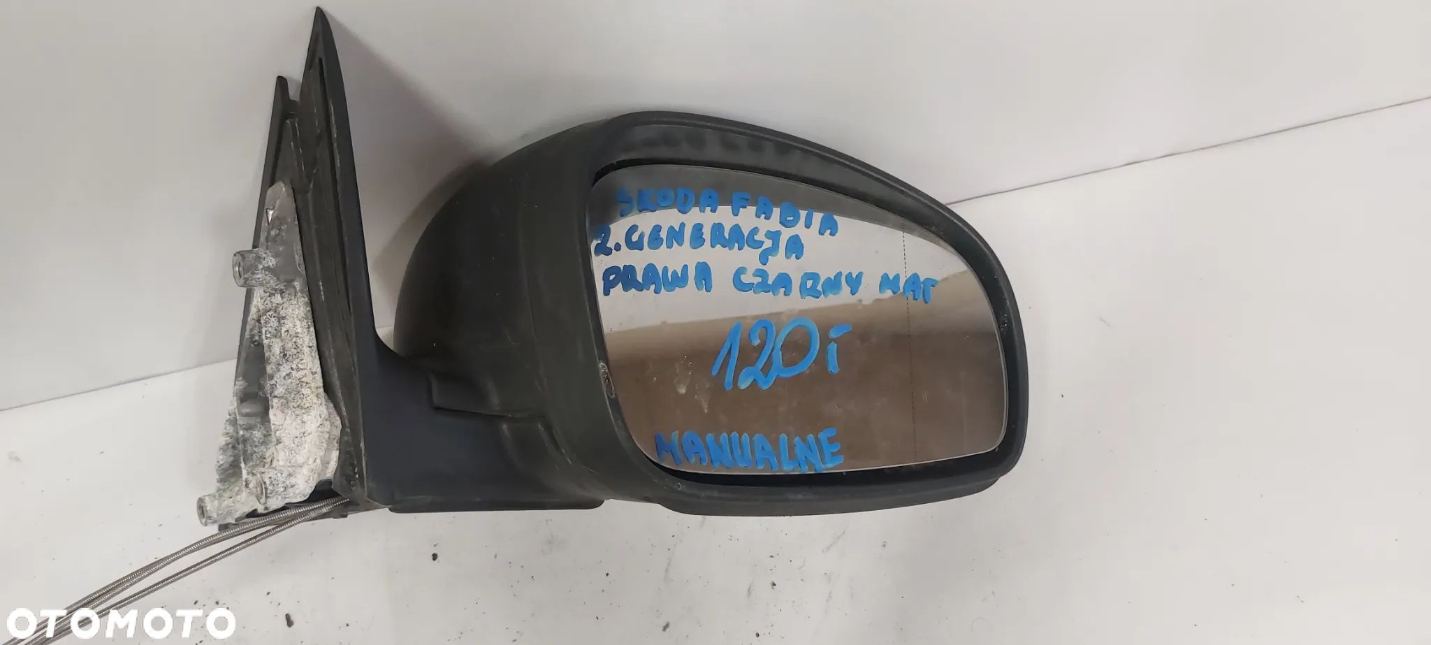 .  LUSTERKO MANUALNE SKODA FABIA 2GEN. PRAWE CZARNY MAT - 1