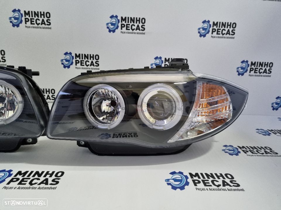 Faróis Angel Eyes BMW Série 1 Fundo Preto - 5