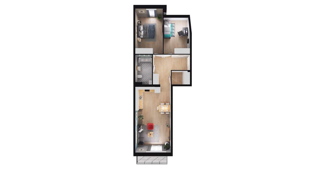 3-pokojowe mieszkanie 66m2 + balkon - Pełny obrazek: 2/17