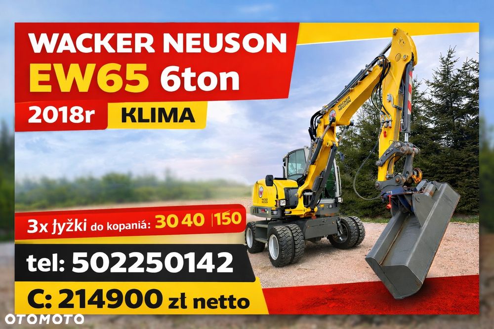 Wacker Neuson EW65 Koparka Kołowa  6503 7ton 3x łyżki LEHNHOFF  4690 mth Pług Ramię Long 3 Łamane KLIMA,MS03 HYDRAULICZNE TEREX VOLVO Cat Jcb Liebherr Komatsu KLIMATYZACJA 1 właściciel - 1