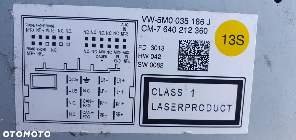 Radio radioodtwarzacz fabryczne KOD VW Tiguan I Lift 5M0035186J - 7