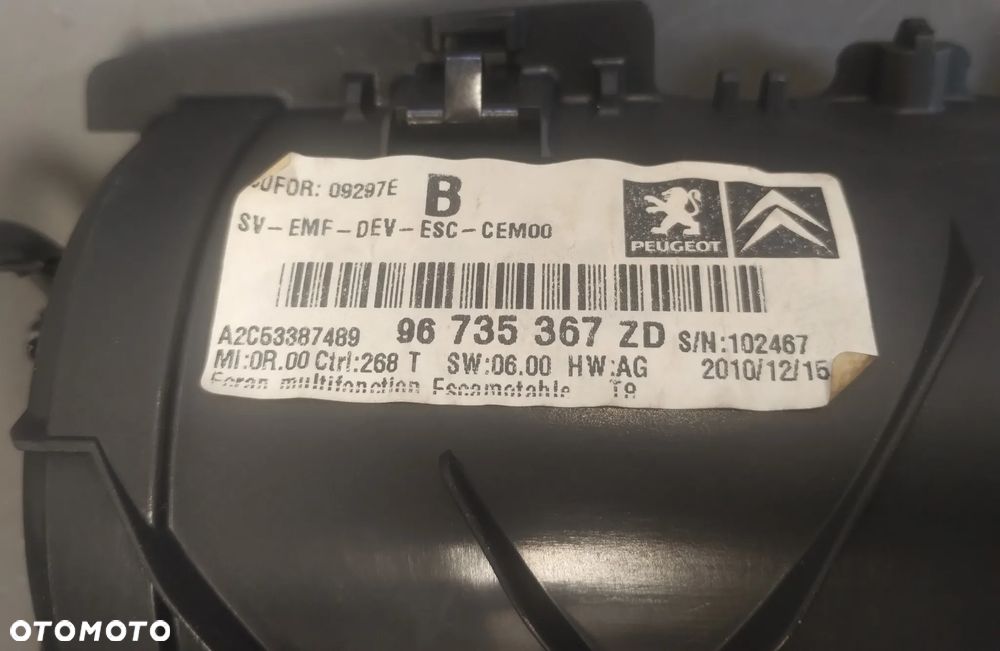 PEUGEOT 3008 I 09-16 r. WYŚWIETLACZ EKRAN RADIA NAWIGACJI 96735367ZD + - 2