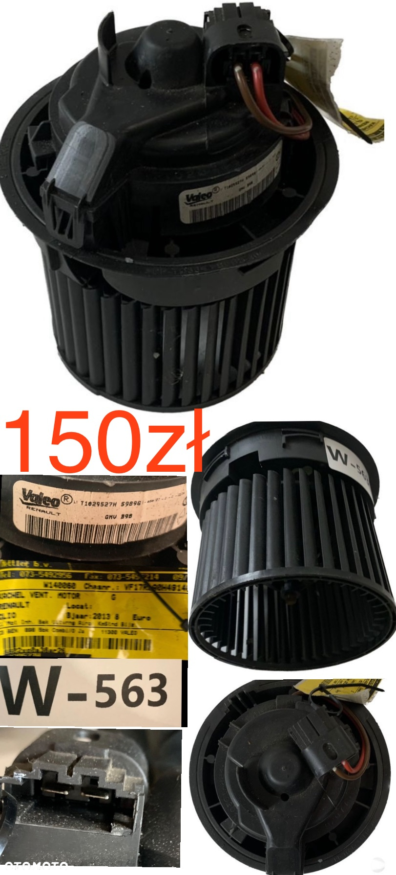 Wentylator dmuchawa nagrzewnicy Alfa Romeo Fiat Renault Clio IV Opel Meriva A 2003-2010r Mercedes C W203 2000-2007r VW UP! 2011-2023r Seat Mii 2011-2023r Skoda Citygo 2011-2023r Renault Megane IV 2016r-> Fiat 500 Jaguar XF X250 Audi A6 C6 - 3